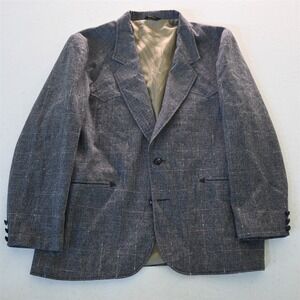 Vtg Pioneer Wear 46R Blue Slub Tweed USA Made Mens Blazer Suit Jacket Sport Coat